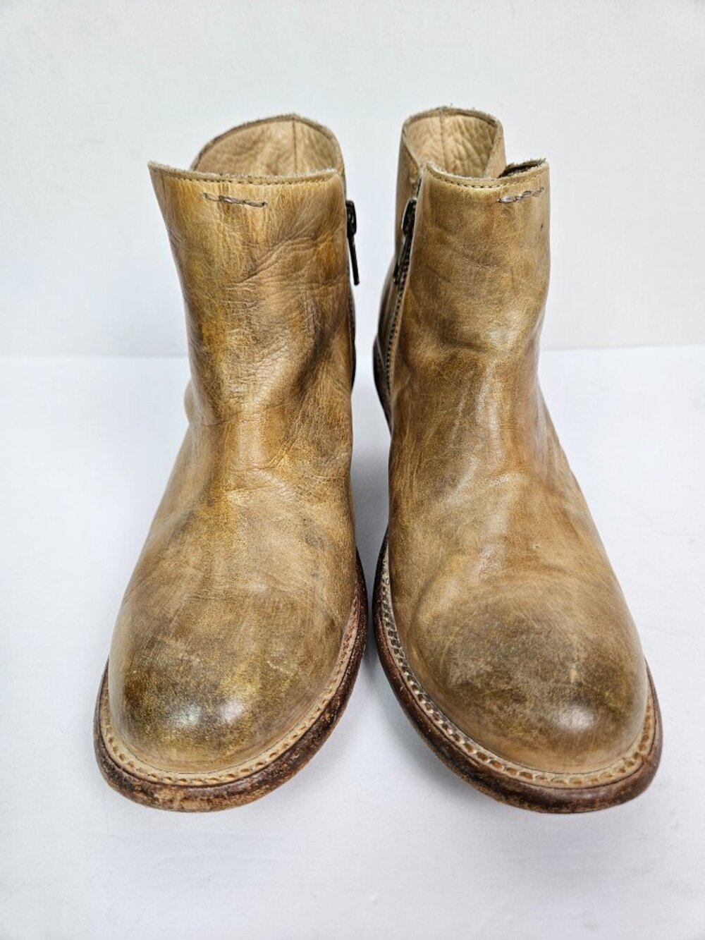 BED | STU Sonic Cobbler Series Distressed Tan Leather Ankle Boot 6 - Picture 4 of 13